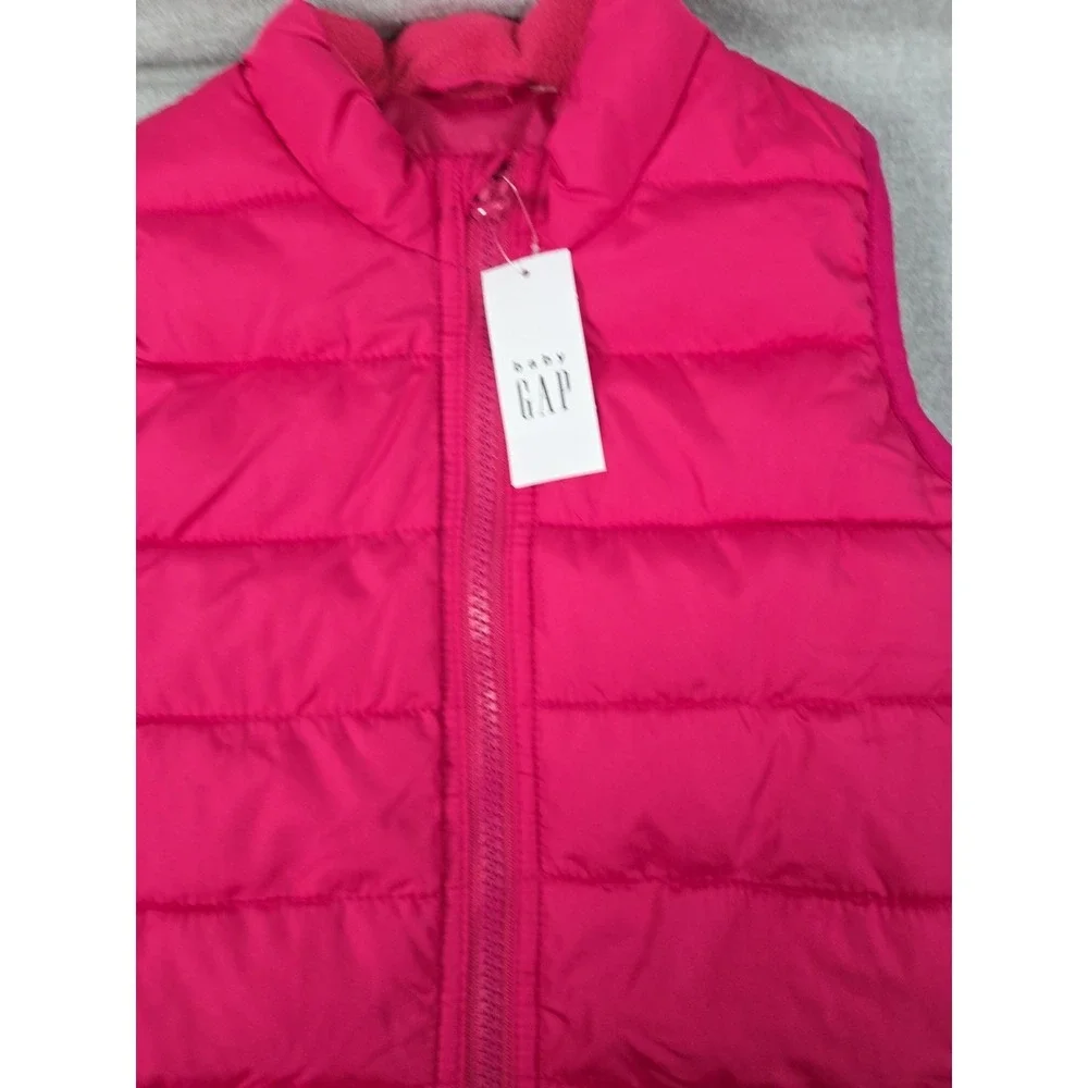 GAP Baby Girls 18-24 Mos Puffer‎ Vest Cold Control Hot Pink Full Zip Warm NEW